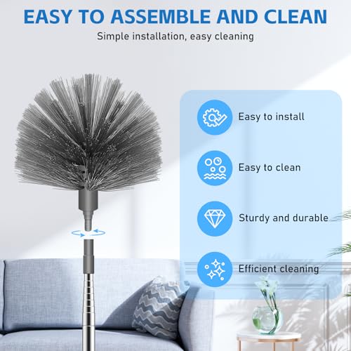 Image of SetSail Cobweb Duster with Extension Pole, Retractable Dusters for Cobweb Cleaning 90-inch Long Handle Spider Web Brush for Outdoor Indoor High Ceilings, Grey