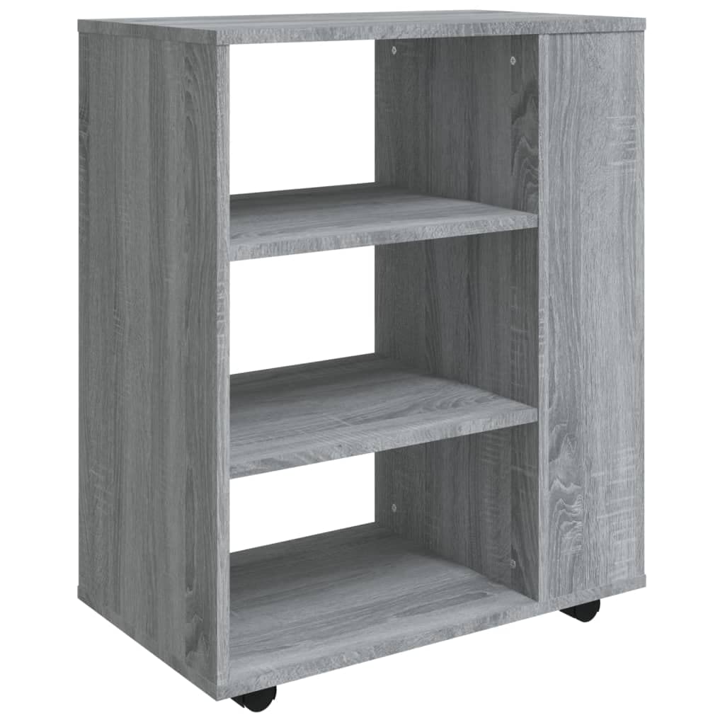 Rollschrank Grau Sonoma 60x35x75 cm, Mobiler Rollcontainer aus Holzwerkstoff, Büroschrank mit 4 Rollen für Drucker und Unterlagen, Flexibler Beistellschrank für das Home Office