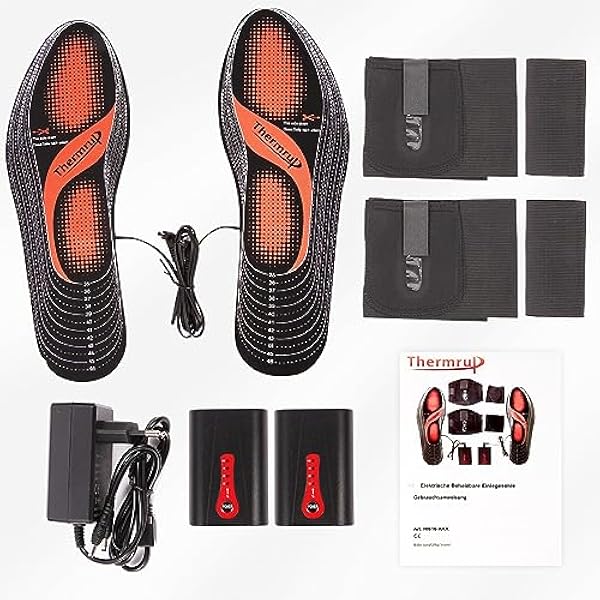 Thermrup Verwarmbare inlegzolen, afstandsbediening, infrarood (FIR), thermozolen, werkt op batterijen (4 warmtestanden), schoenmaat: 35-48 (op maat te snijden), wasbaar