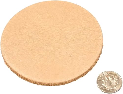 Miniatura 4 de SLC 3-1/4 pulgadas redondo de cuero vegetal bronceado para posavasos, herramientas, estampado, tallado y grabado láser, paquete de 100 unidades