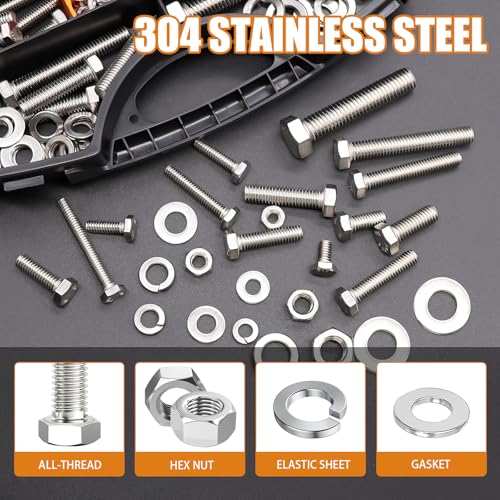 image for mankk 312PCS Hex Bolts and Nuts Assortment Kit,4 Sizes (1/4-20,5/16-18