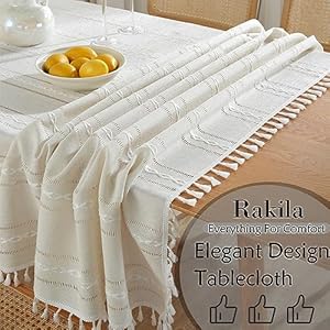 55 x 78 inches Boho Rustic Farmhouse Style Rectangular Tablecloth Cotton Linen Dust-Proof Table Decoration for Kitchen Dining Party (55 x 78 Inch, Ivory) 55 x 78 inches Boho Rustic Farmhouse Style Rectangular Tablecloth Cotton Linen Dust Proof Table Decoration for Kitchen Dining Party 55 x 78 Inch Ivory