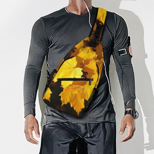 Bolso bandolera deportivo con hojas de arce amarillo miniatura 7