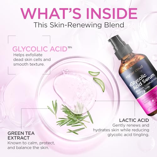 Image of Glycolic Acid Serum for Face 15%, Lactic Acid & Green Tea 2 Oz