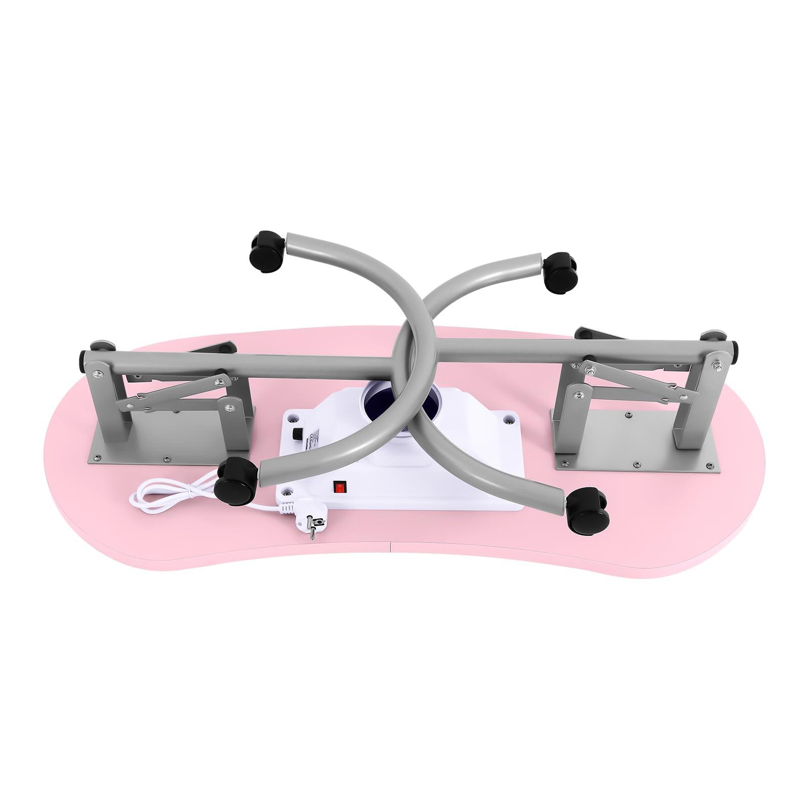 90 x 40 x 72,5 cm, mesa de manicura portátil, mesa de manicura, mesa de manicura, mesa de uñas plegable con ruedas, cajón, esponja, 3 bolsas de aspiradora (rosa)