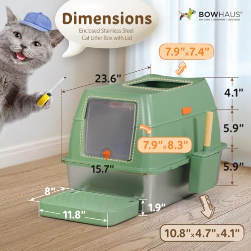 Arenero metálico XL cerrado para gatos BOWHAUS miniatura 2
