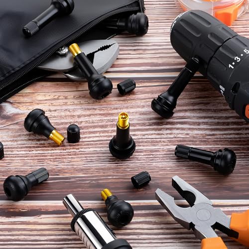 Image of Tallew 600 Pieces TR413 Tire Valve Stems, Rubber Snap-in Tubeless, Black | for 0.459 Inch Rim Holes Car Tubeless Tires, Standard Length Replacement, Bulk for Auto Repair Shops, Black Snap in Design