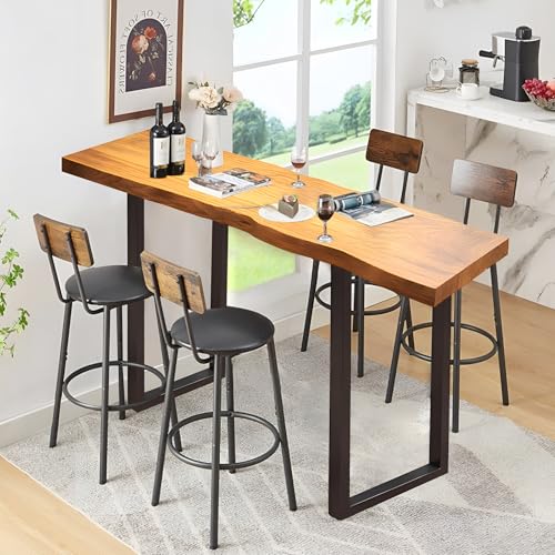 robwibw Bar Height Pub Table, Rectangle Bar Bistro Long Counter Height High Top Dining Table Rustic Breakfast Desk for Coffee Kitchen Restaurant (55" L*17.7" W*41.3" H)