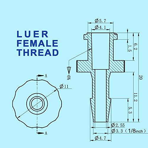Ks-Tek 10Pcs 1/8 Inch Barb Female Luer Tapered Syringe Fitting (Polyprop) Luer Lock Tapered Connector Syringe Fitting #TOP1