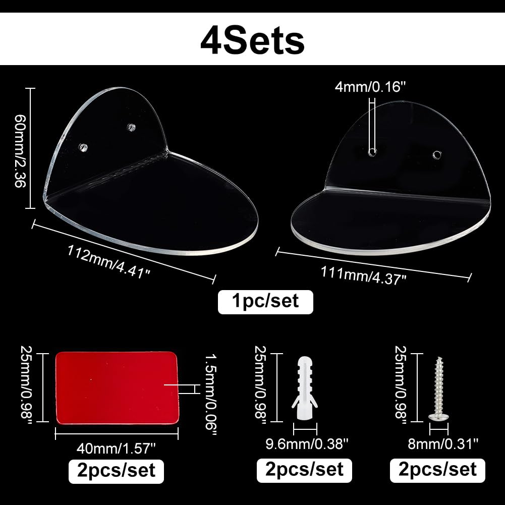 Serenable De 2 Estantes De Pared Flotantes Acrílicos De 4 Pulgadas Para Cocina, Estante De