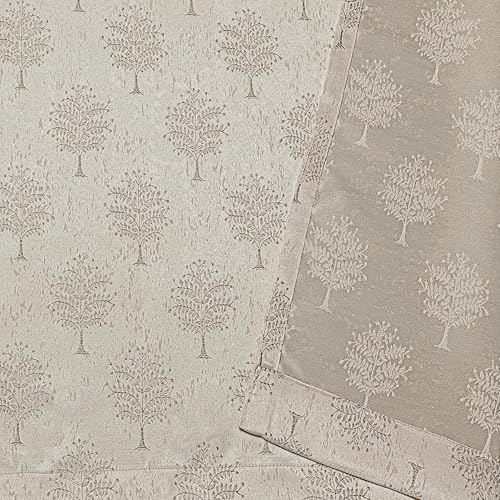 Image of Yellow Weaves 2 Pcs Jacquard Tree Eyelet Long Door Curtain - Perfect for Home, Office, Bedroom, Living Room & Balcony - 9 Feet (Brown)