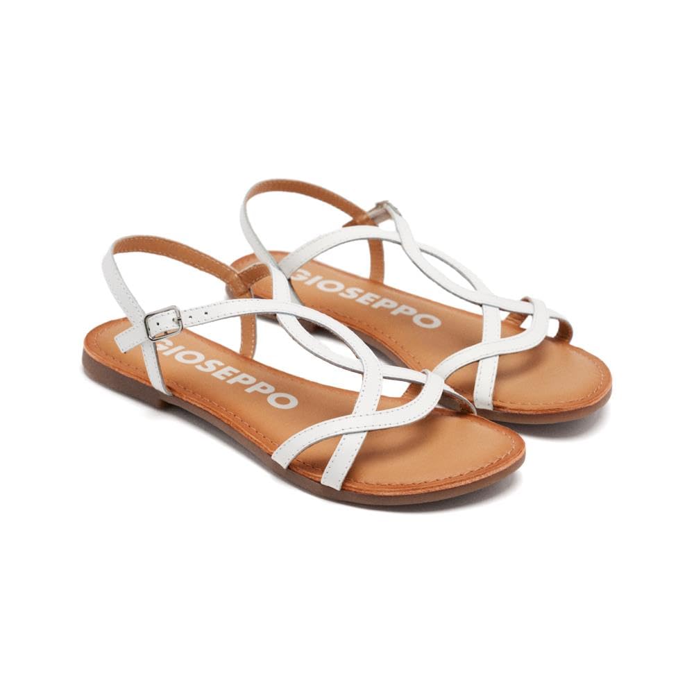 GIOSEPPO lamim Women's White Thin Strap Sandals, white, 4 UK