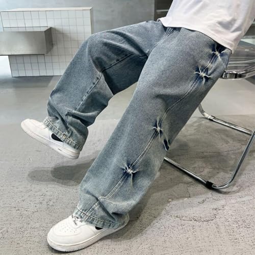 Baggy Jeans for Kids Y2K Straight Wide Leg Casual Elastic Waist Loose Fit Denim Pants Vintage Jeans with Pockets4