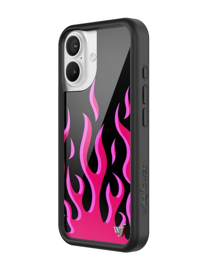 Image of Wildflower Cases - Compatible with iPhone 16 | Protective Black Bumper, 6.5ft Drop Test Certified, Women Owned Small Business | Flames Black and Red