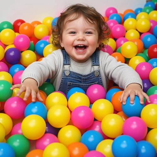 Image of Goaste 100 Pack Small Ball Pit Balls for Kids, 2 Inch Plastic Playpen Balls with Storage Bag, Multi-Colored Bounce House Balls Crush Proof, BPA Free Swim Pit Fun Toy for Playhouse, Tent (7 Colors)