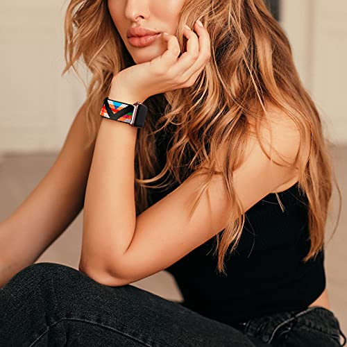 Easuny Stretchy Boho Bands Compatible With Apple Watch Band 40Mm 38Mm 41Mm Women, Adjustable Elastic Nylon Strap Solo Loop Replacement Wristband For Iwatch Se Ultra Series 8 7 6 5 4 3 2 1, 5 Pack #TOP5