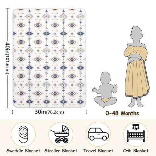 Image of Toddler Blanket for Baby Boy and Girl Soft Warm Crib Receiving Blanket for Nursery /Strolleoddler Bed /Car seat 30X40in A Gold Foil Illustration of an Evil Eye