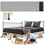 Under Bed Blocker for Pets - Extra Tall Pet Proof Barrier with Zip Ties, Cuttable Furniture Blocker to Stop Dogs, Cats & Toys from Entering Under King/Queen Size Beds & Couches (Black, 240 x 16 Inch)