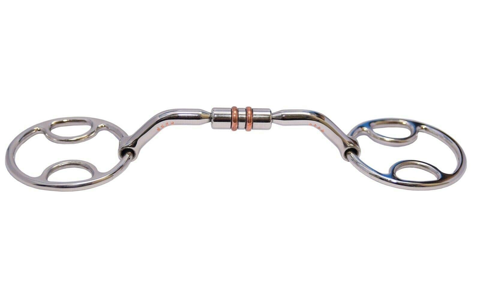 BEVEL BEVAL LOOSE RING Barrel Copper Roller & Inlay Horse Bit (5.5")