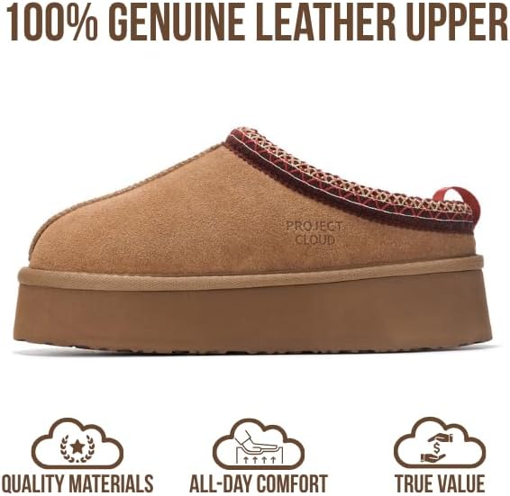 Project Cloud 100% Genuine Leather Platform Slippers for Women – Soft Memory Foam Womens Slippers & Supportive Clogs for Women 2026 – Cozy, Stylish Everyday Footwear (Sayre) - Image 3