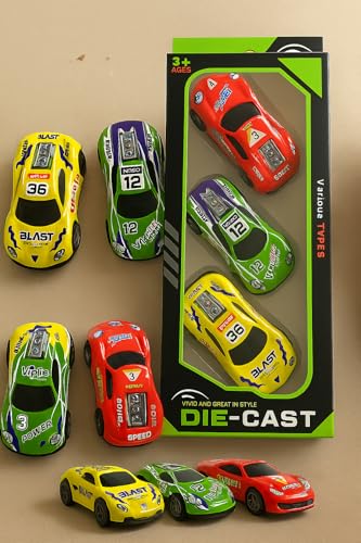 Image of DREAMY DEN Metal Die-Cast Pull Back Cars Set of 3 | Mini Sports Racing Cars for Kids | Fast, Durable & Colorful Toy Vehicles | Ideal Gifting Option for 3+ Years