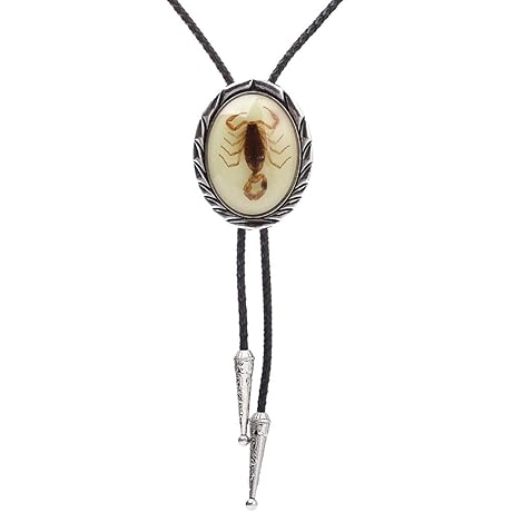 Handmade Bolo Tie for Men- Unique Scorpion 3D Luminous Stone Animal White...
