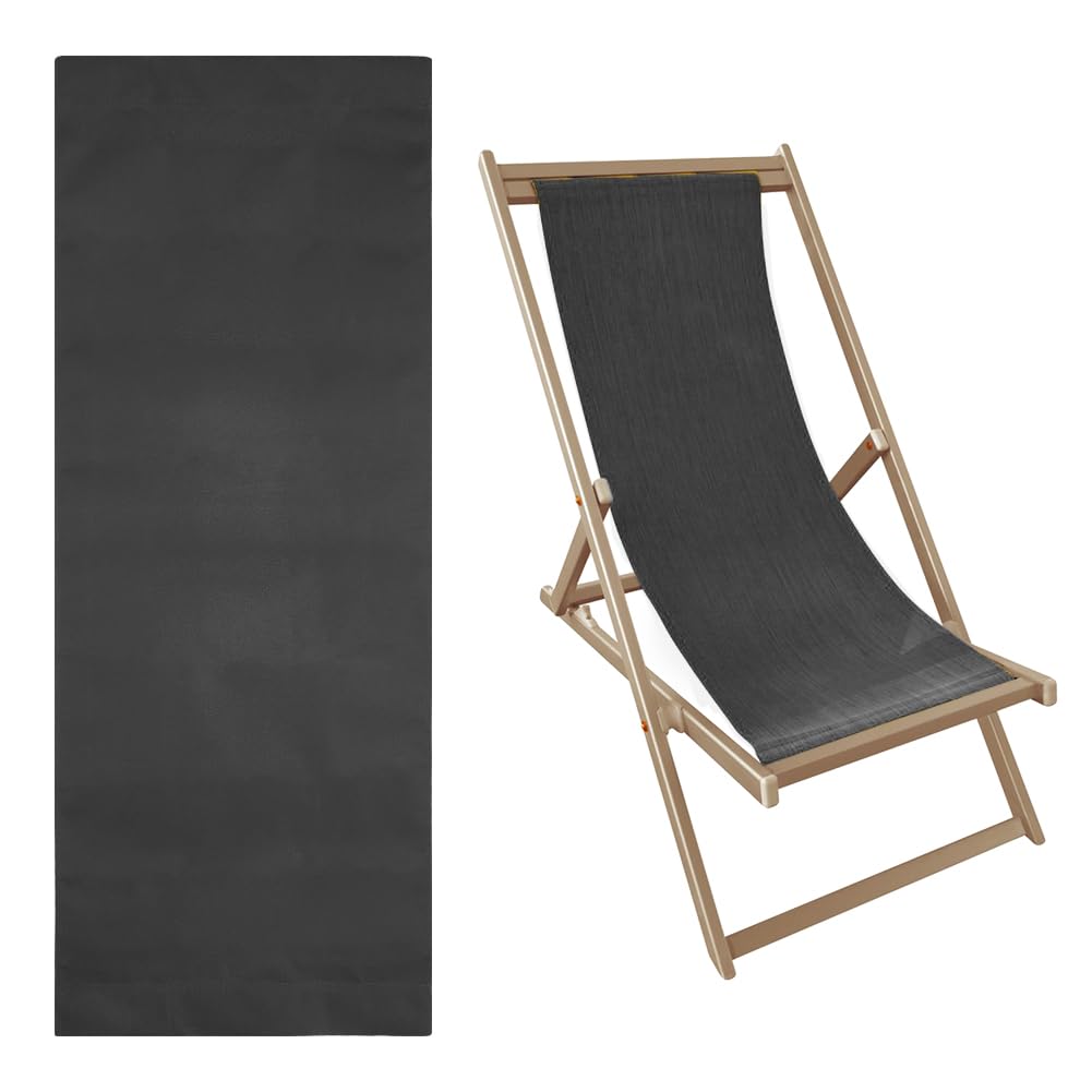 Hobbspring Beach Chair Replacement Fabrics 115x43cm Sling Chair Replacement Canvas Black Patio Sling Chairs Cloth Outdoor Folding Chairs Fabric for Home Beach Garden Courtyard