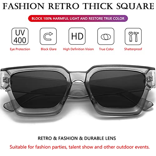Image of AIEYEZO Square Sunglasses for Women Men Square Thick Frame Sun Glasses Simple Designer Style Shades