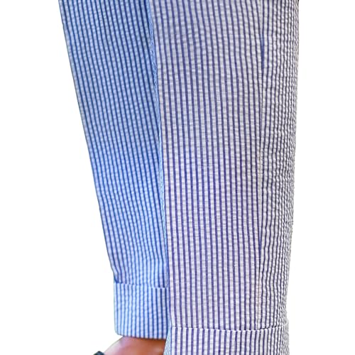 Wemaliyzd Mens Seersucker Suit for Summer Wedding Party Striped Jacket Pants4