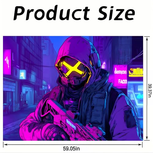 Image of Nuxovilar Cyberpunk Figure Wall Tapestry Polyester 78.74x59.05 In