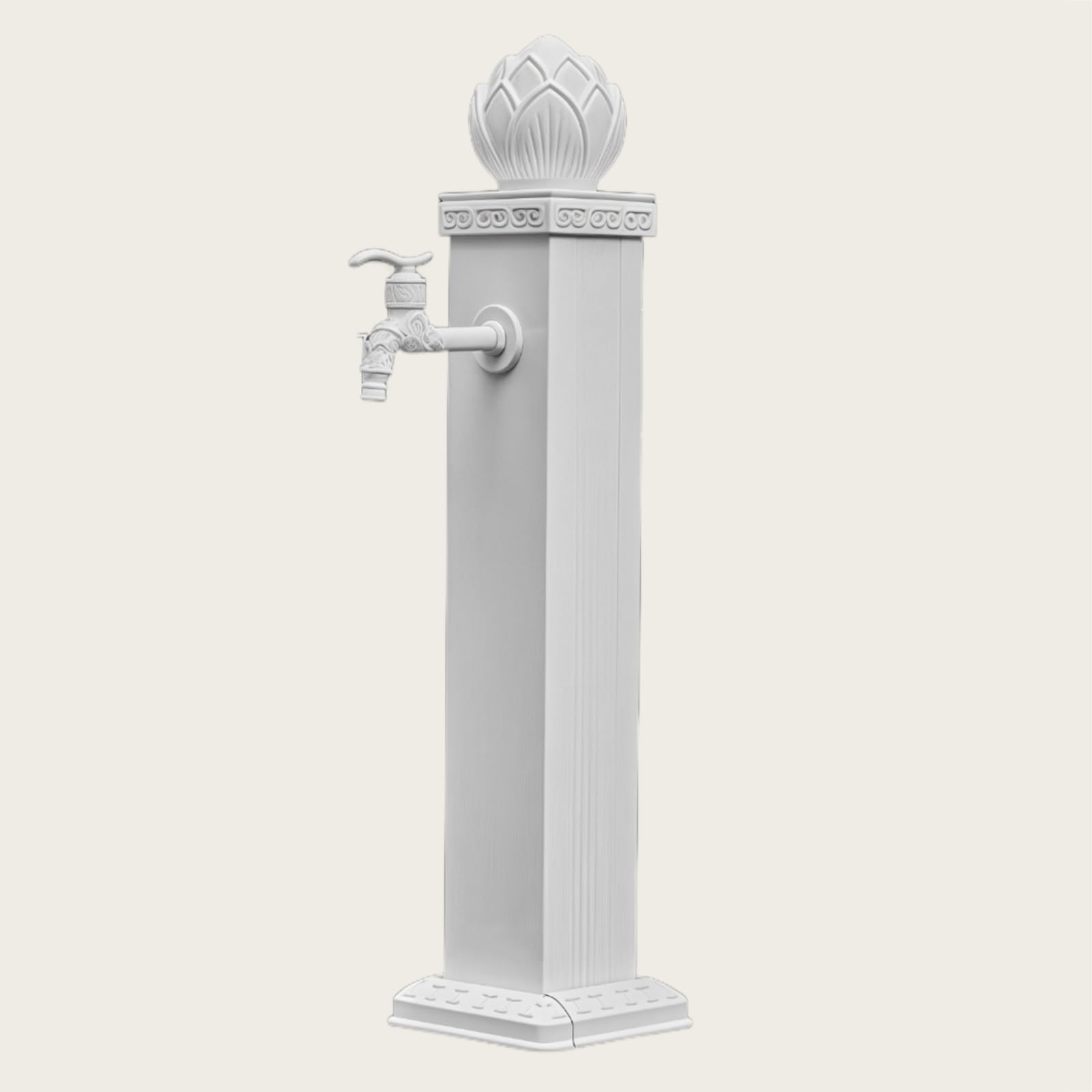 Boca de riego con grifo para jardín, soporte para manguera con boca de incendios para exteriores, ideal para jardines y patios, color blanco(17x17x72cm)