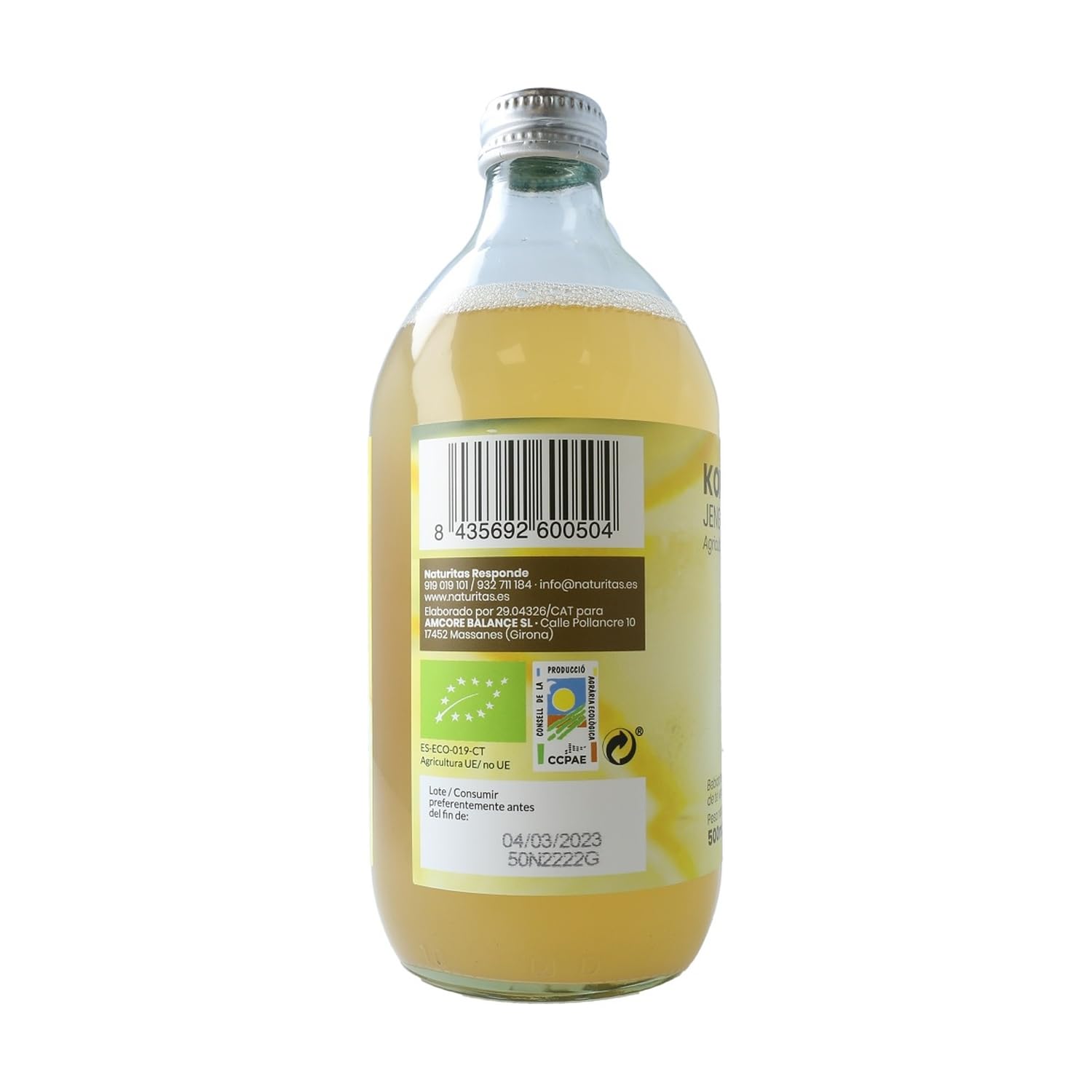 Pack 6x Kombucha Zenzero e Limone Bio 500ml Naturitas Essentials | Bevanda sana | Aiuta la digestione | Frizzante | Probiotico