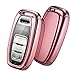 Produktbild OATSBASF Autoschlüssel Hülle Audi,Schlüsselhülle Cover Case für Audi A4 A5 A6 A7 Q5 Q7 Q8 RS SQ Seat 3-Tasten Keyless Schlüsselbox (Roségold)[VerpackungMEHRWEG]