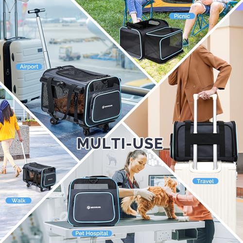 MIU COLOR Pet Carrier with Wheels Under 15 lbs-One Sided Expandable, Airline Approved Foldable Soft Carrier for Small Dogs and Cats, Dog Carrier with Wheels for Car Road Trips Travel Camping Outdoor - Image 6