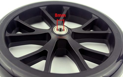 Miniatura 3 de Rueda de poliuretano de 8 pulgadas con rodamientos para niños, rueda de repuesto para scooter, para adultos, carrito de compras, rueda sólida (rueda