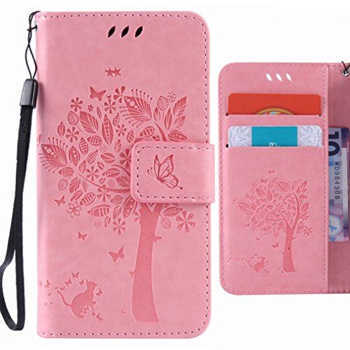Preisvergleich Produktbild Ougger Handyhülle für Xiaomi Redmi Note 4X Hülle, Glücklicher Blattdruck Tasche Leder Schutzhülle Bumper Schale Weich Tasche Magnet Silikon Beutel Flip Cover mit Kartenslot (Rose)