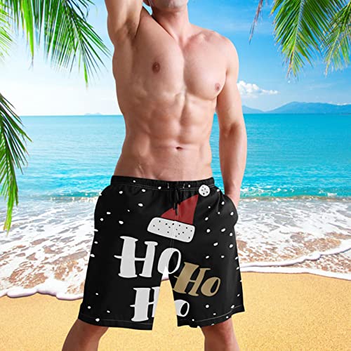 visesunny Funny Christmas Hohoho Black Men's Swim Trunks Quick Dry Bathing Suits Beach Holiday Party Swim Shorts3