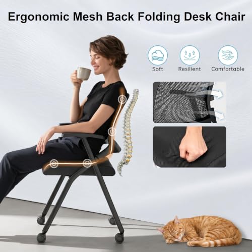 Image of 20-Pack Folding Office Chair with Wheel, Heavy Duty Conference Chairs