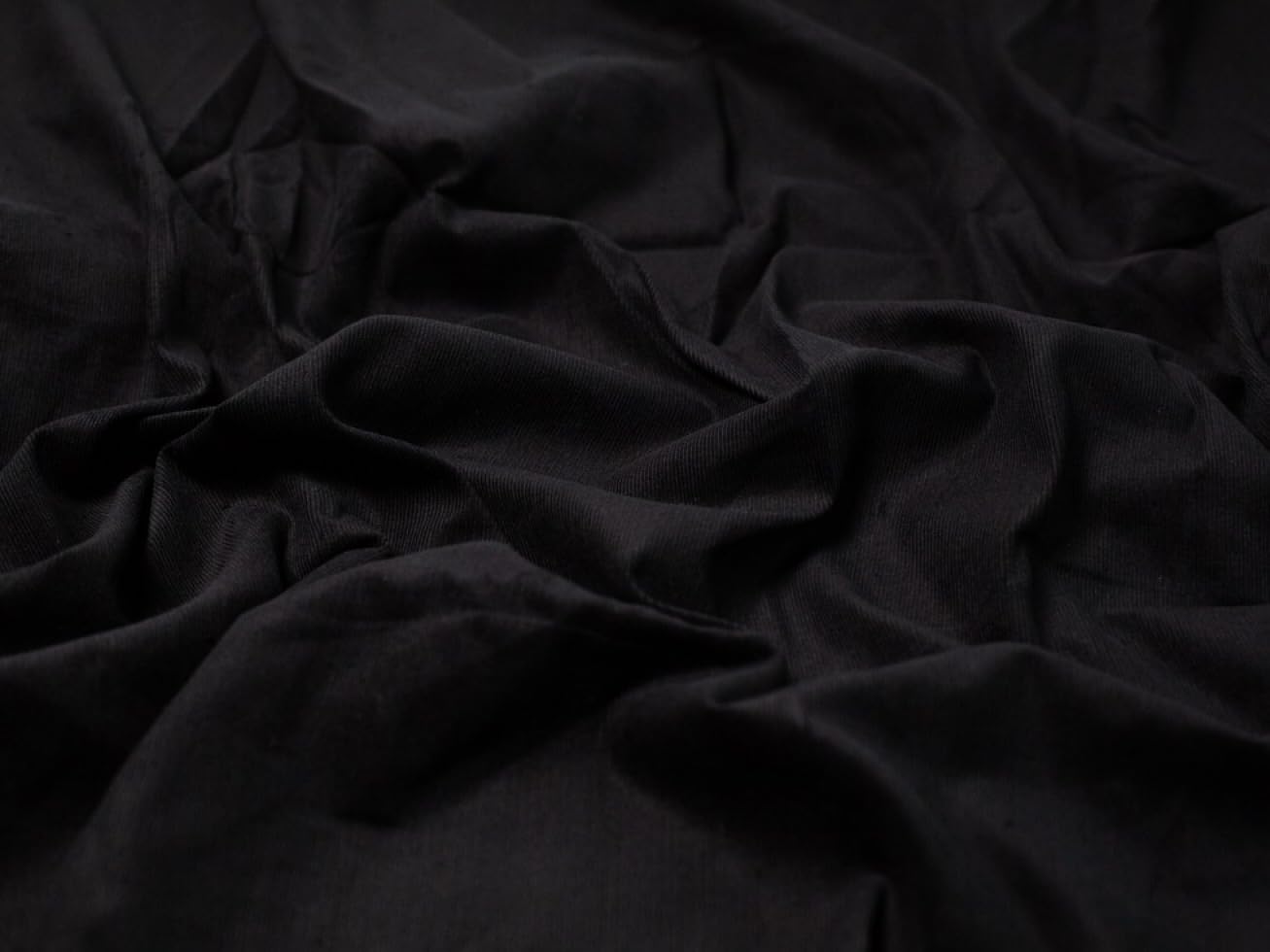 Minerva Black Core Range 21 Wale Cotton Needlecord Fabric - Medium Weight & Suitable For Dressmaking - Approx Width: 140Cm / 56" - Sold Per Metre