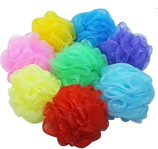 ليفة استحمام إسفنجية للاستحمام ، 8 عبوات من لوفة استحمام للبالغين من الجنسين و للأطفال كرات ملونة لتنظيف الجسم