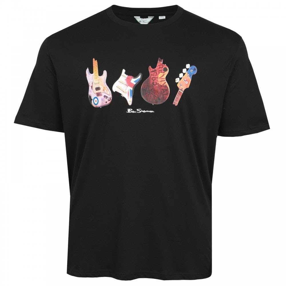 Ben Sherman (0074533IL Men's Smashed Guitars Tee in Black, 3XL