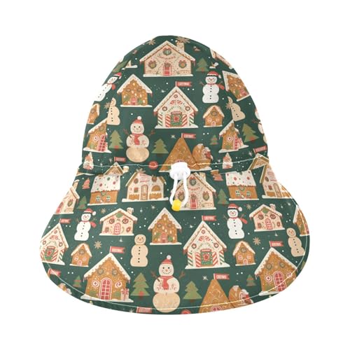 Baby Beach Hat Boy Beach Unique Girls UPF 50 Adjustable Travel Essentials Christmas Gingerbread Men Snowmen3