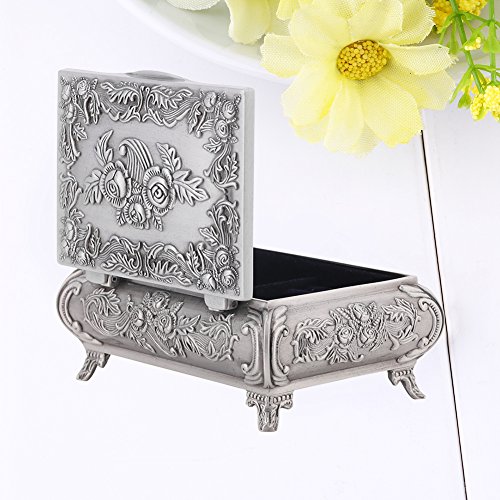 Scatola portagioie rettangolare in metallo vintage...