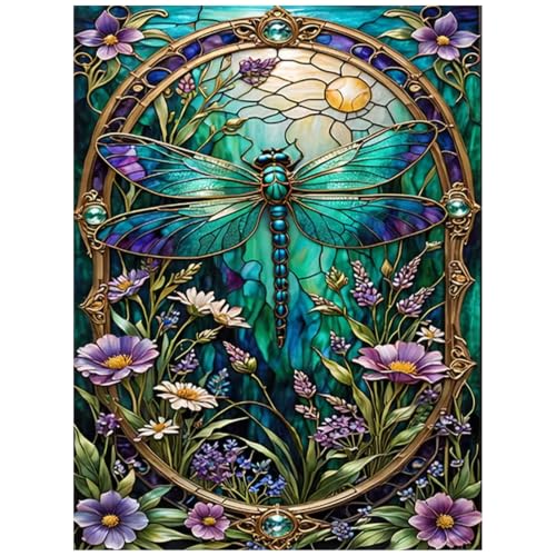 Dragonfly Diamond Art Kits for Adults Beginners, Diamond Painting 12x16 in