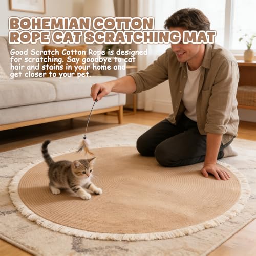 Alfombra Rascadora para Gatos, 39 in, Lavable, Boho Trenzada miniatura 6