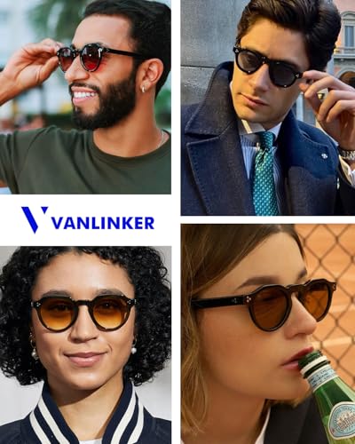 VANLINKER Small Round Hexagon Sunglasses for Men Women Retro Vintage Circle Shades VL98842