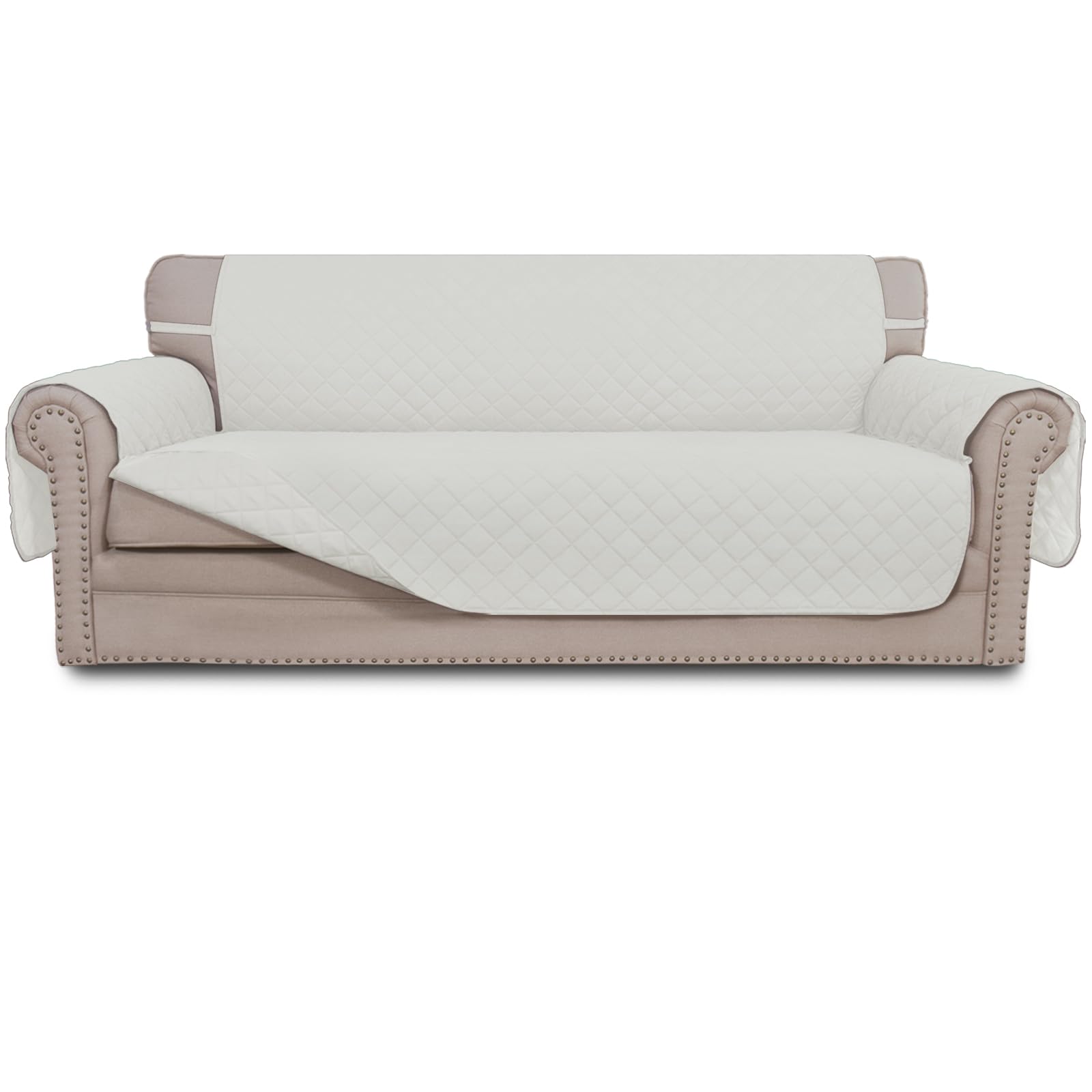 Easy-Going Reversible Sofa Cover, Waterproof with Foam Rods, Elastic Straps Furniture Protector for Pets Children Dogs and Cats (Sofa, Ivory/Ivory) — image 1