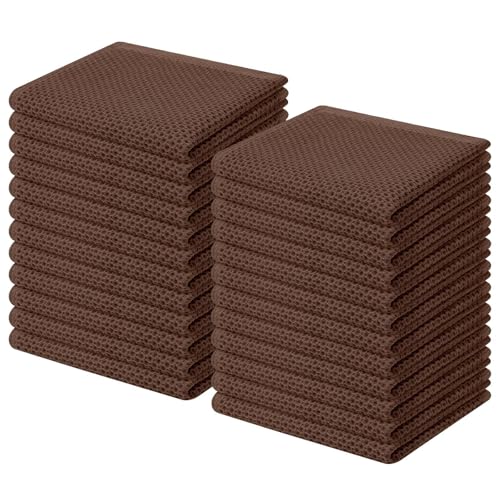 Image of Homaxy 100% Cotton Waffle Weave Kitchen Dish Cloths, Ultra Soft Absorbent Quick Drying Dish Towels, 12 x 12 Inches, 24-Pack, Coffee