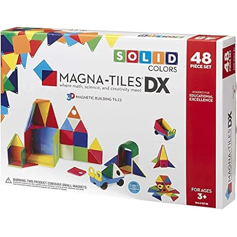 Magna Tiles 02148 3-D Building Deluxe Magnetic Construction Tiles, Solid Colors Cover