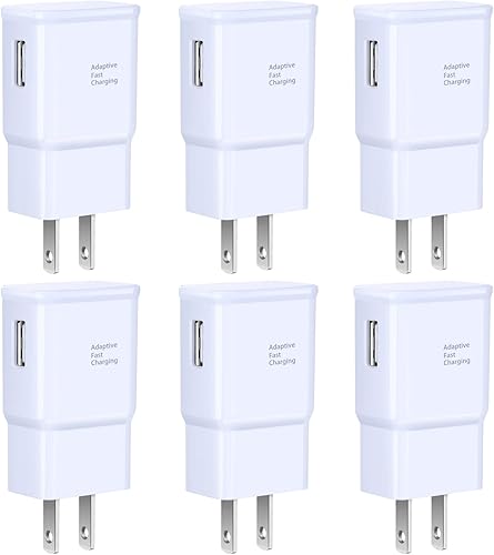 Eversame - Adaptador de cargador de pared de carga rápida adaptativo, paquete de 6 unidades de carga rápida, caja de carga USB de viaje, compatible